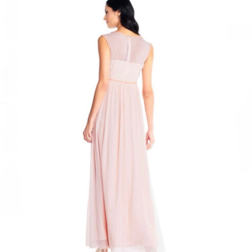 Adrianna Papell Blush Bodice Chiffon Gown Size 6 - Picture 3 of 8
